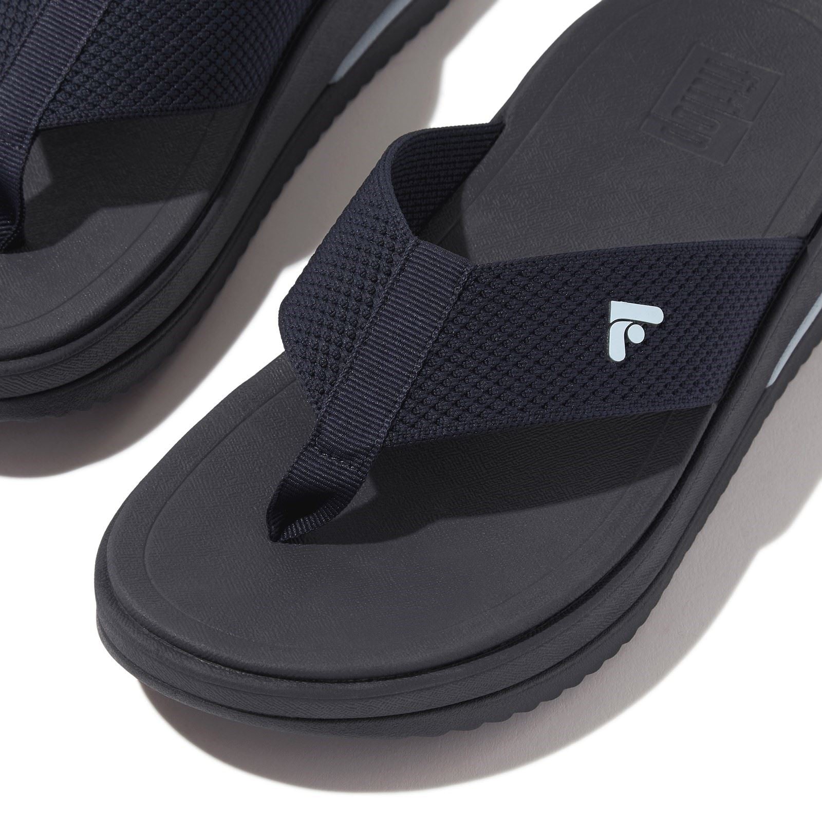 Fitflop Surff Two-tone Polyester Damen Sandalen In Mitternachtsblau Weit Geschnitten