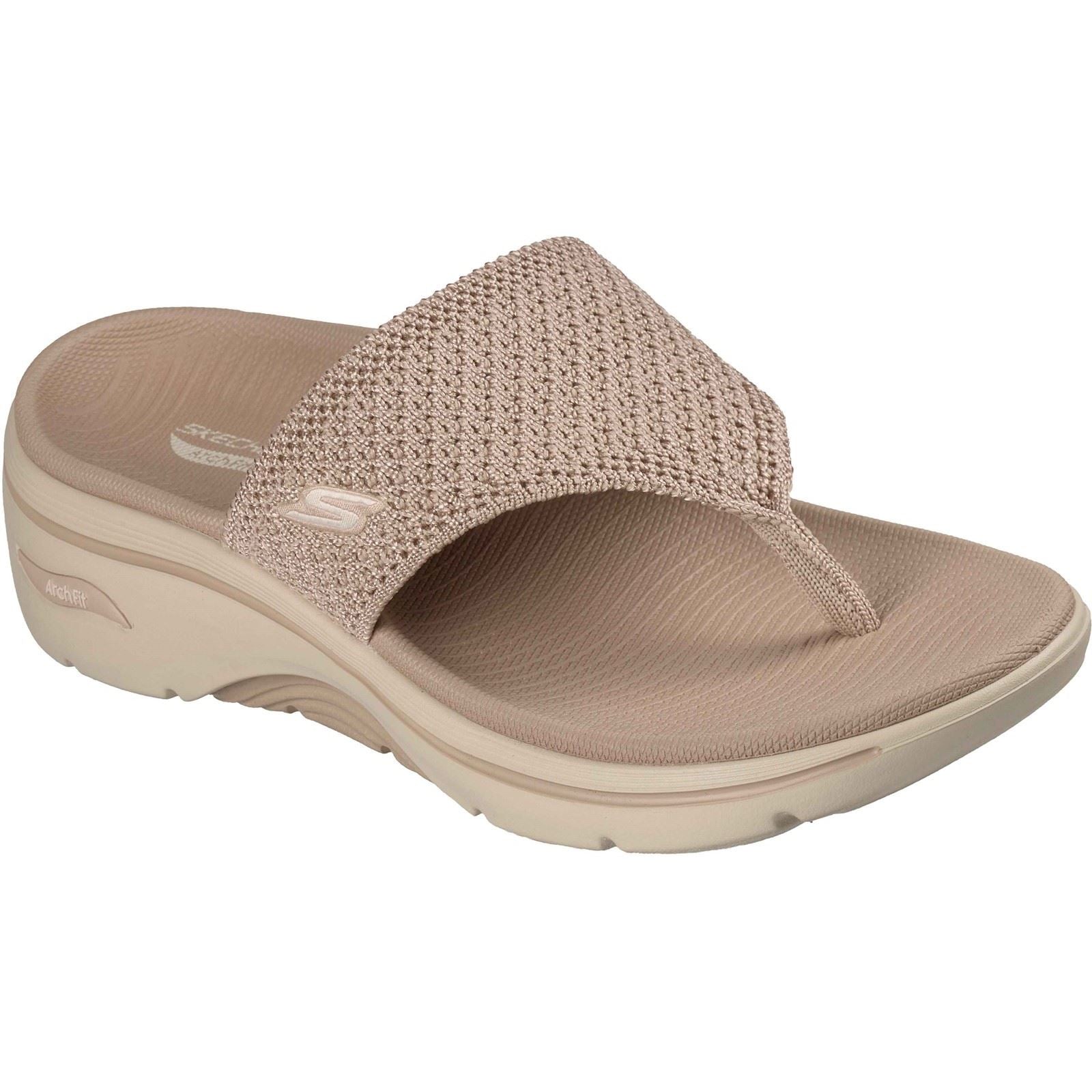 Skechers Go Walk Arch Fit 2.0 Textil Damen Taupe Sandalen