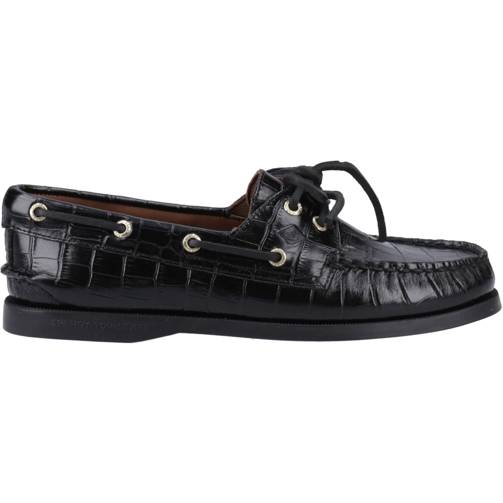 Sperry Authentic 2 Eye Damen Bootsschuhe Aus Schwarzem Leder