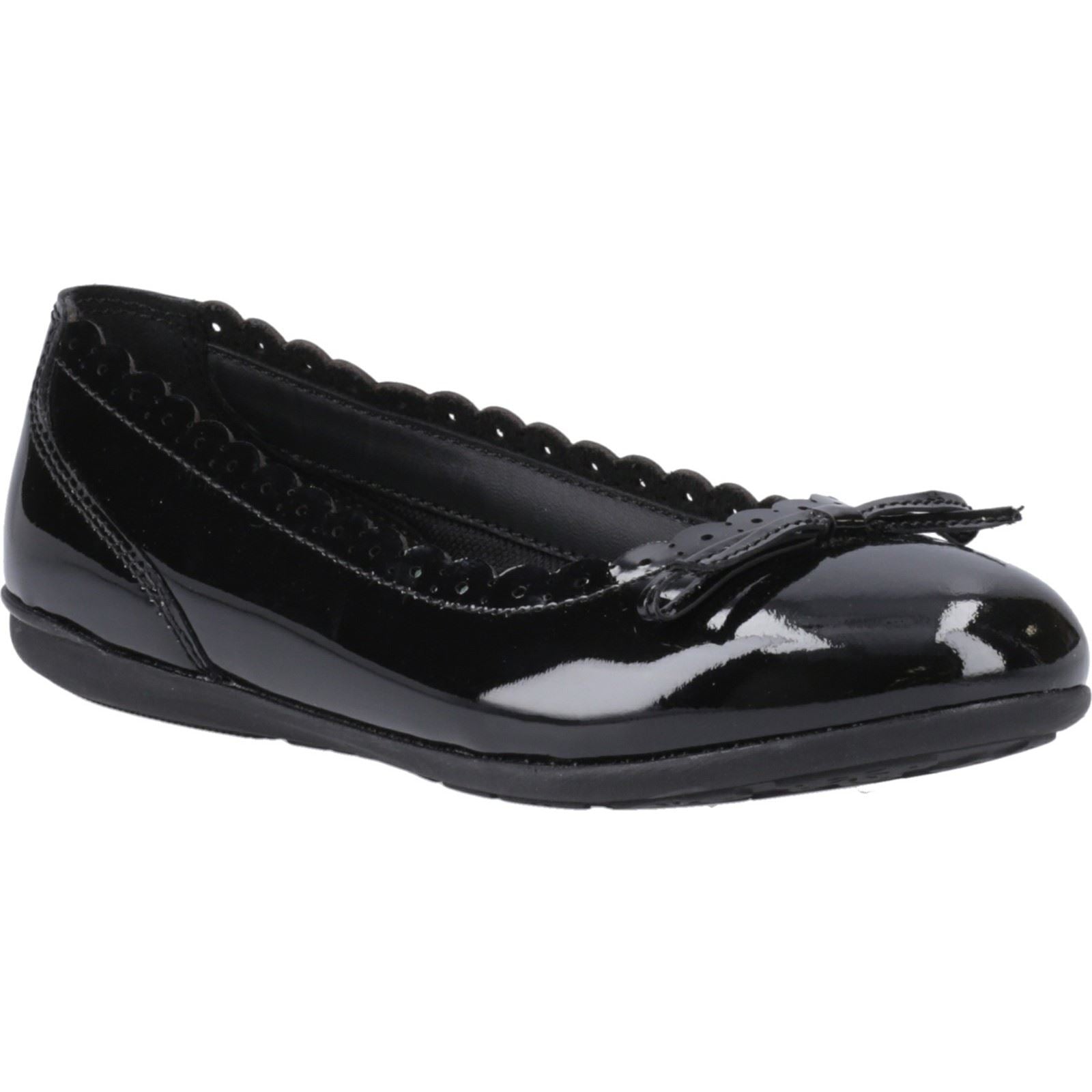 Hush Puppies Lillie Ballerina Patent Mädchenschwarze Ballettschuhe Aus Leder