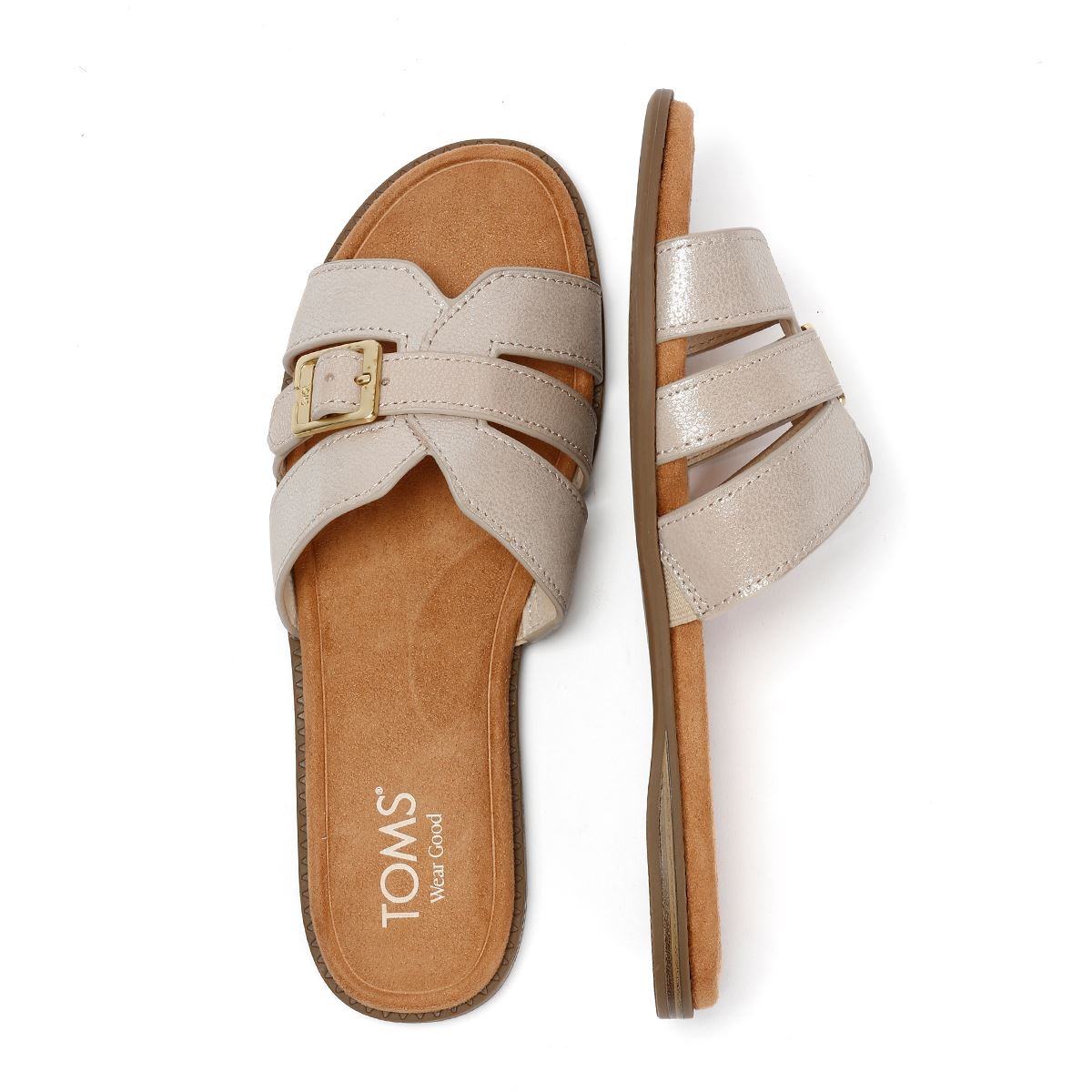 TOMS Sol Mule Leder Damen Gold Sandalen
