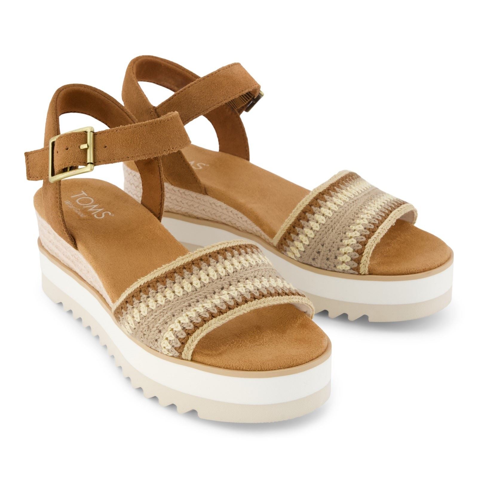 TOMS Diana Wedge Leder Damen Dunkelbeige Sandalen