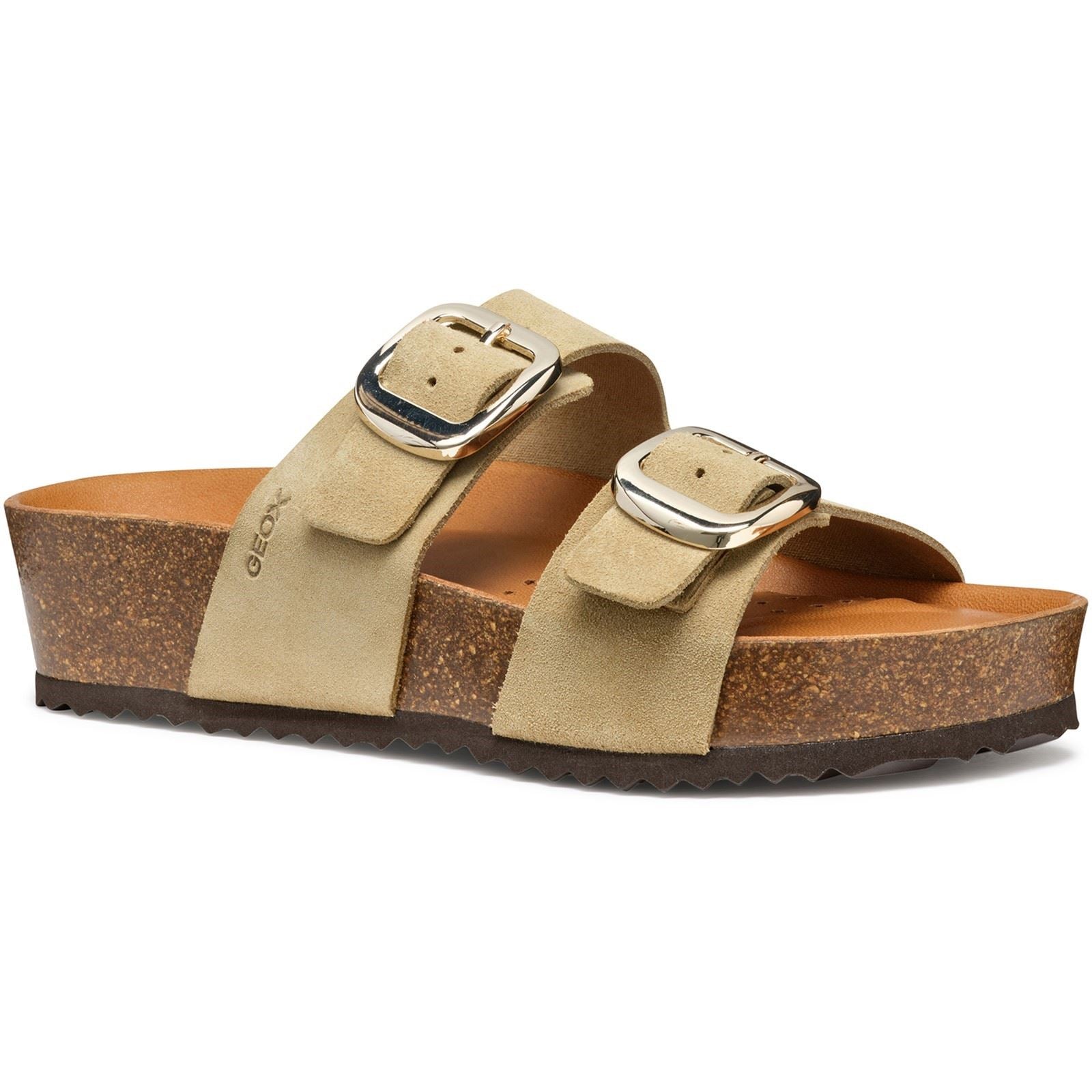 Geox D BRIONIA H Damen Keilsandaletten Aus Hellem Taupe Leder