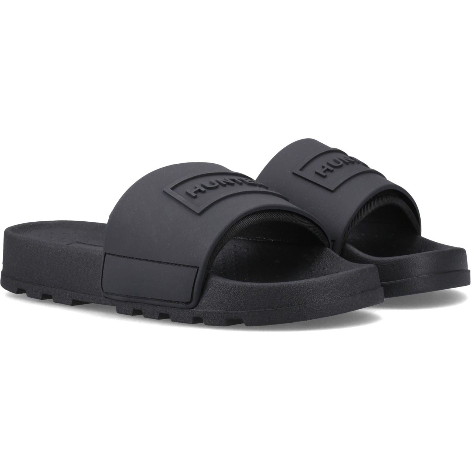 Hunter Core Embossed Slider Polyester Damen Schwarze Farbe Pantoletten