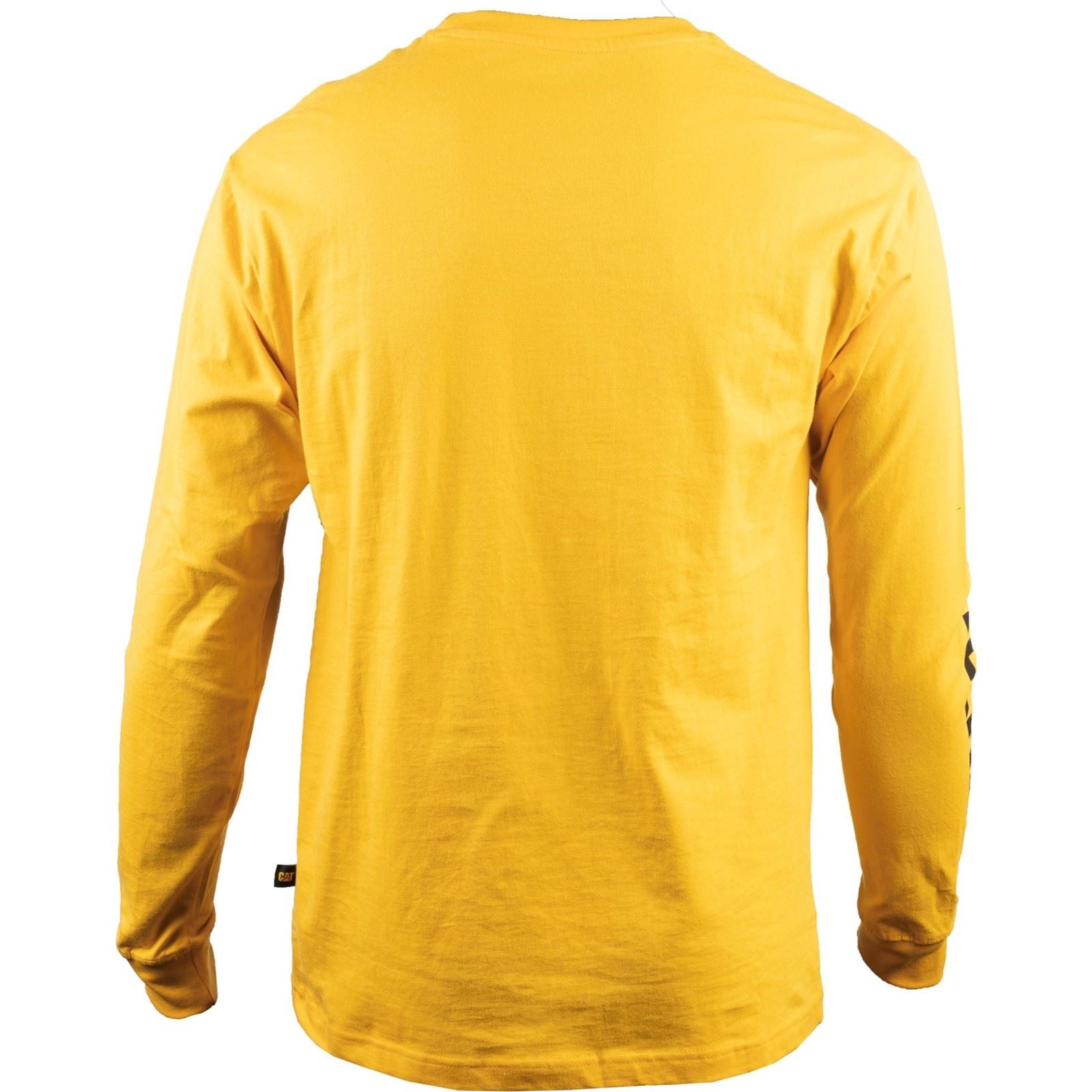 Caterpillar Trademark Banner Long Sleeve Baumwoll Herren Gelbes T-Shirt