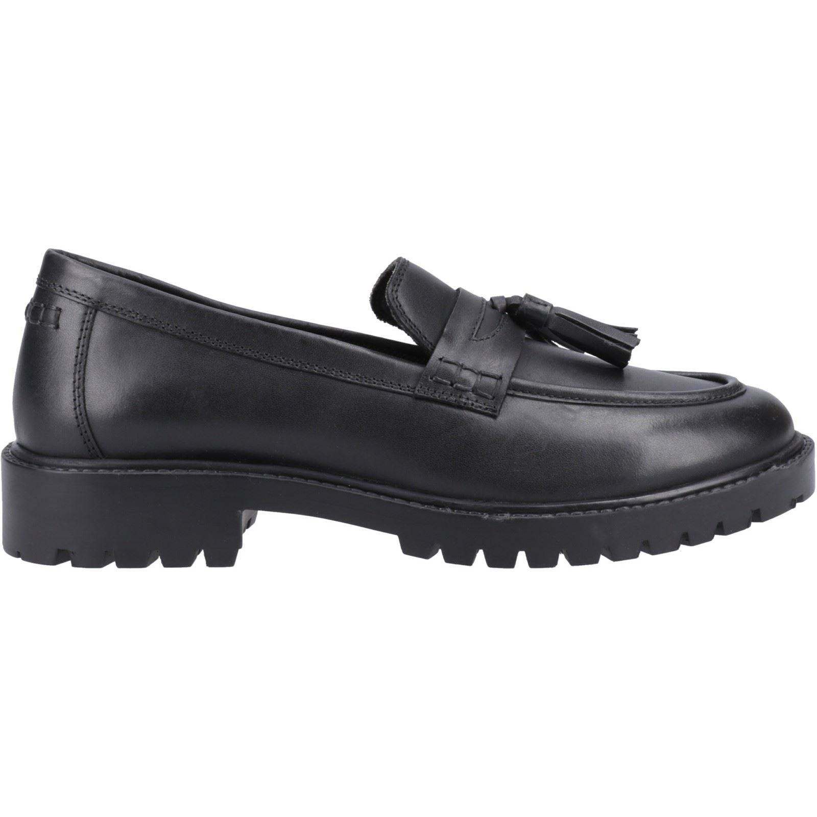 Hush Puppies Abigail Senior Mädchenschwarze Slipper Aus Leder