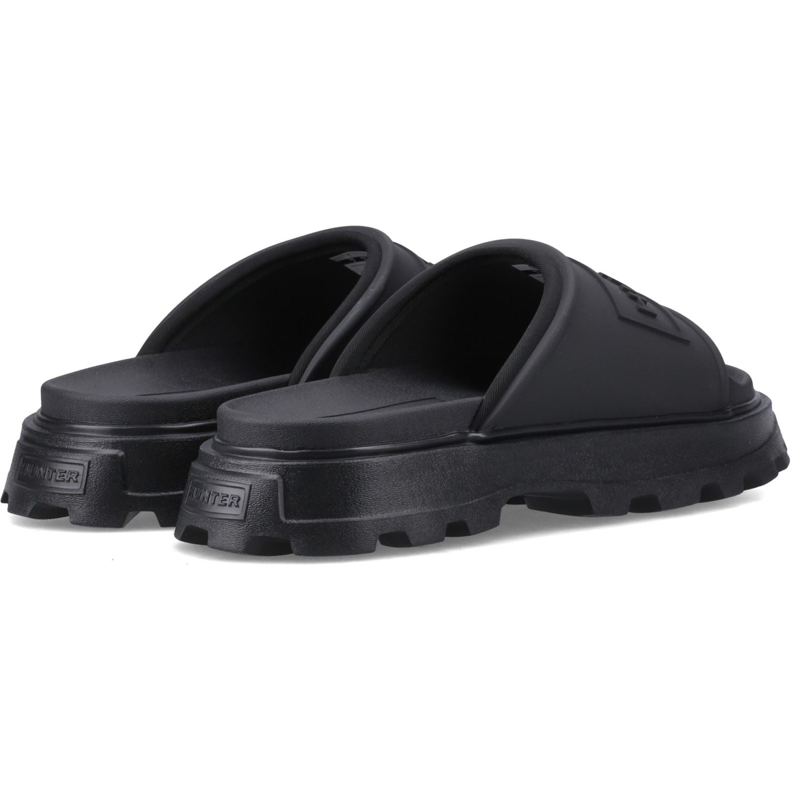 Hunter Moulded Stacked Slider Polyester Damen Schwarze Farbe Pantoletten