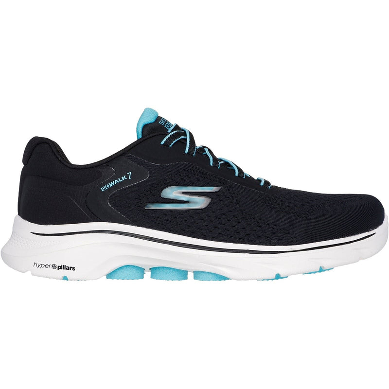 Skechers GO WALK 7 - Cosmic Waves Synthetik Damen Sneaker In Schwarz/Türkis