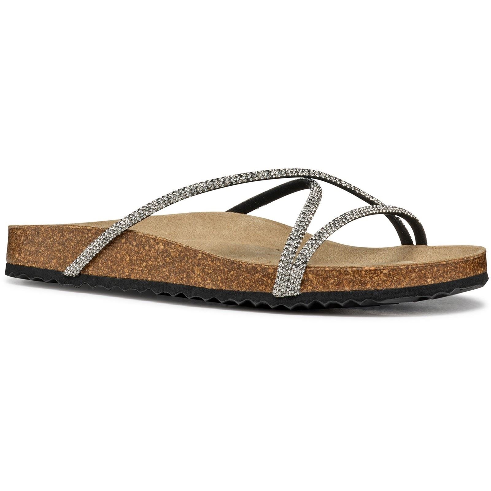 Geox D BRIONIA R Synthetik Damen Sandalen In Schwarz/Silber