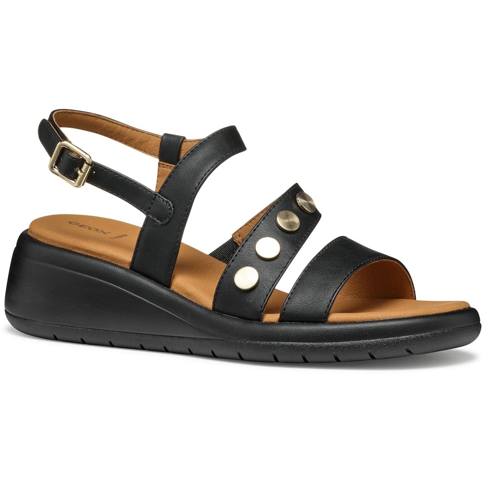 Geox D MELICONIA Synthetische Polyurethan Damen Schwarze Farbe Keilabsätze