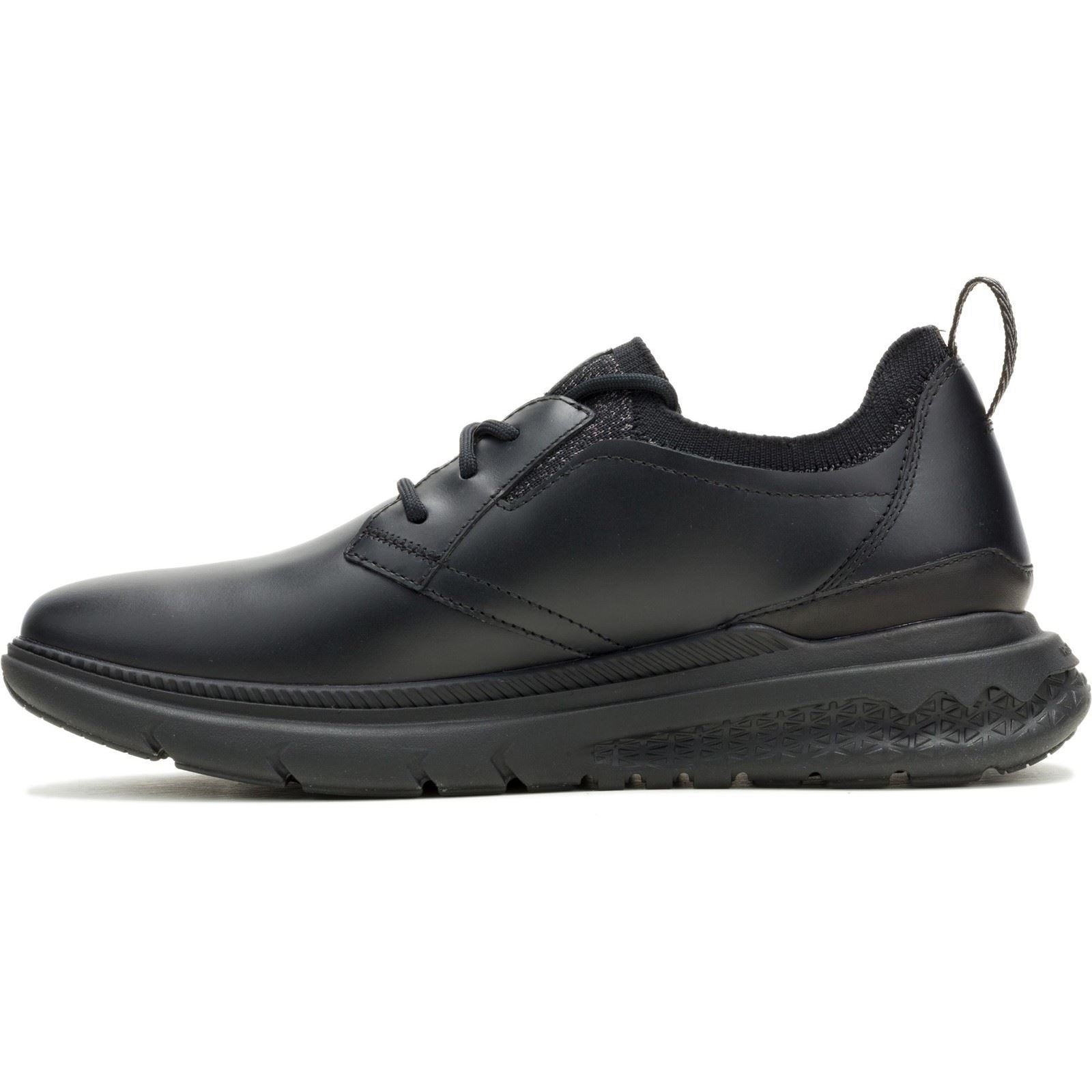Hush Puppies Excel Leder Herrenschuhe in Schwarz/Schwarz mit Schnürung