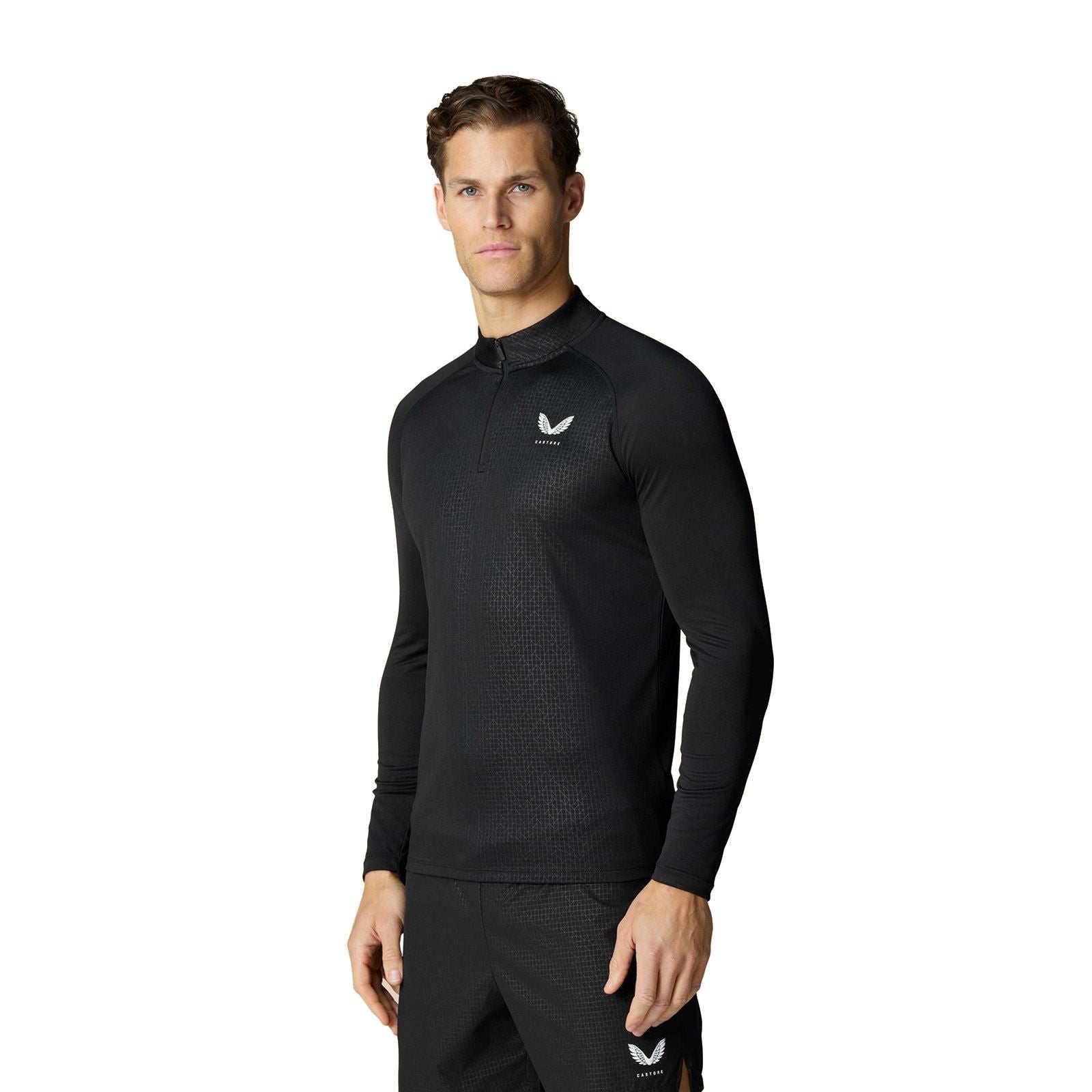 Castore Adapt 1/4 Zip Top Polyester Herren Schwarze Farbe Sport-T-Shirts