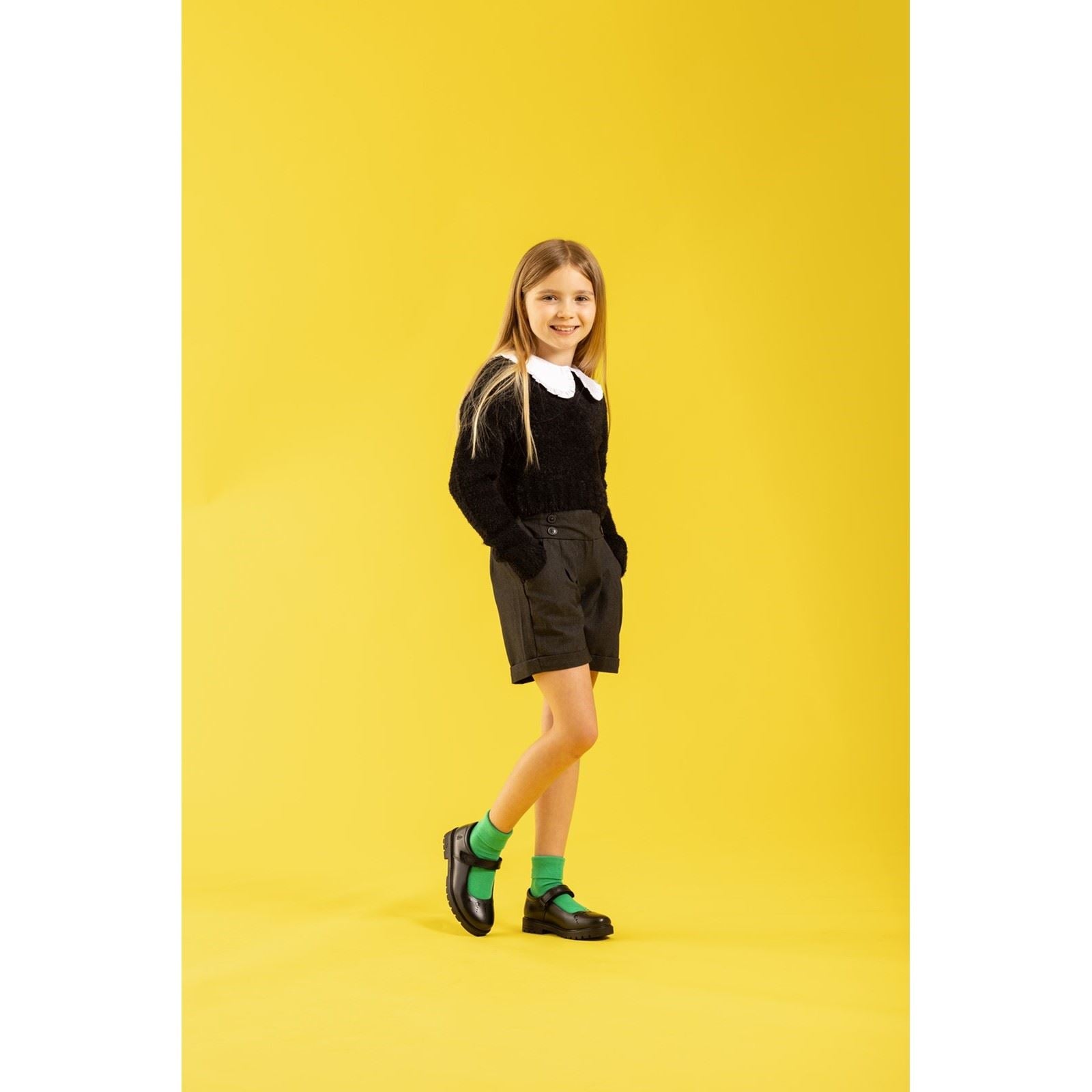 Hush Puppies Sabrina Junior Mädchenschuhe Aus Schwarzem Leder