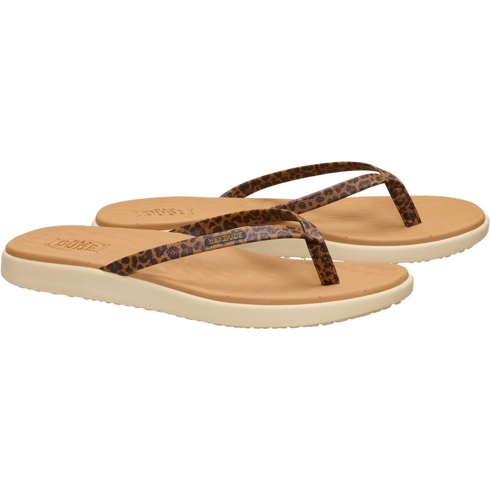 HEYDUDE Maui Breeze Polyurethan Damen Tan Leopard Flip-Flops