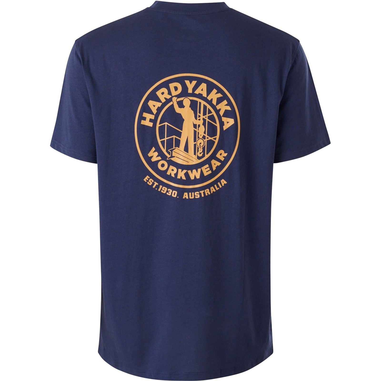 Hard Yakka Heritage Icon Baumwoll Herrenblaue T-Shirts Mit Kurzen Ärmeln