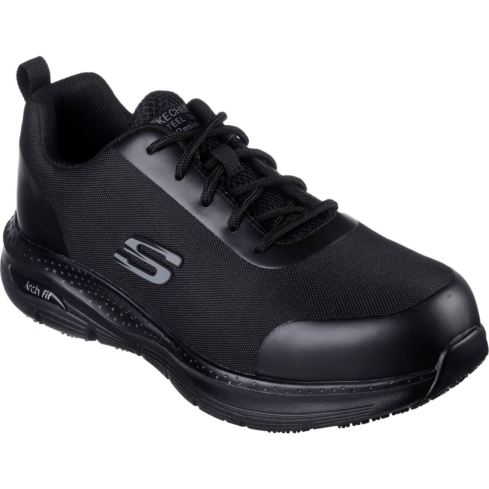 Skechers Workwear Arch Fit SR Ringstap Textil Herren Schwarze Sicherheits-Sneaker