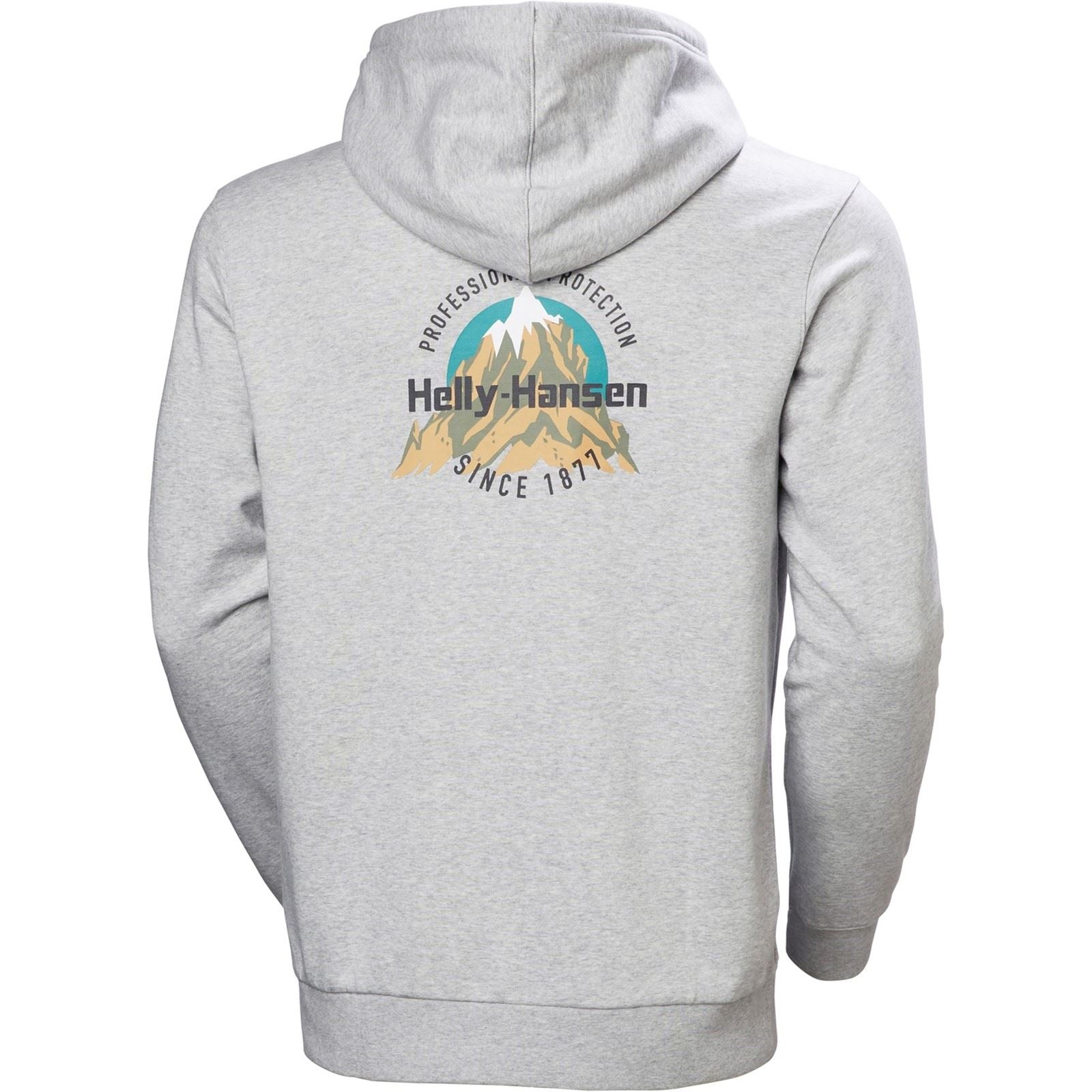 Helly Hansen Sport Core Graphic Hoodie Baumwoll Herren Graues Kapuzensweatshirt