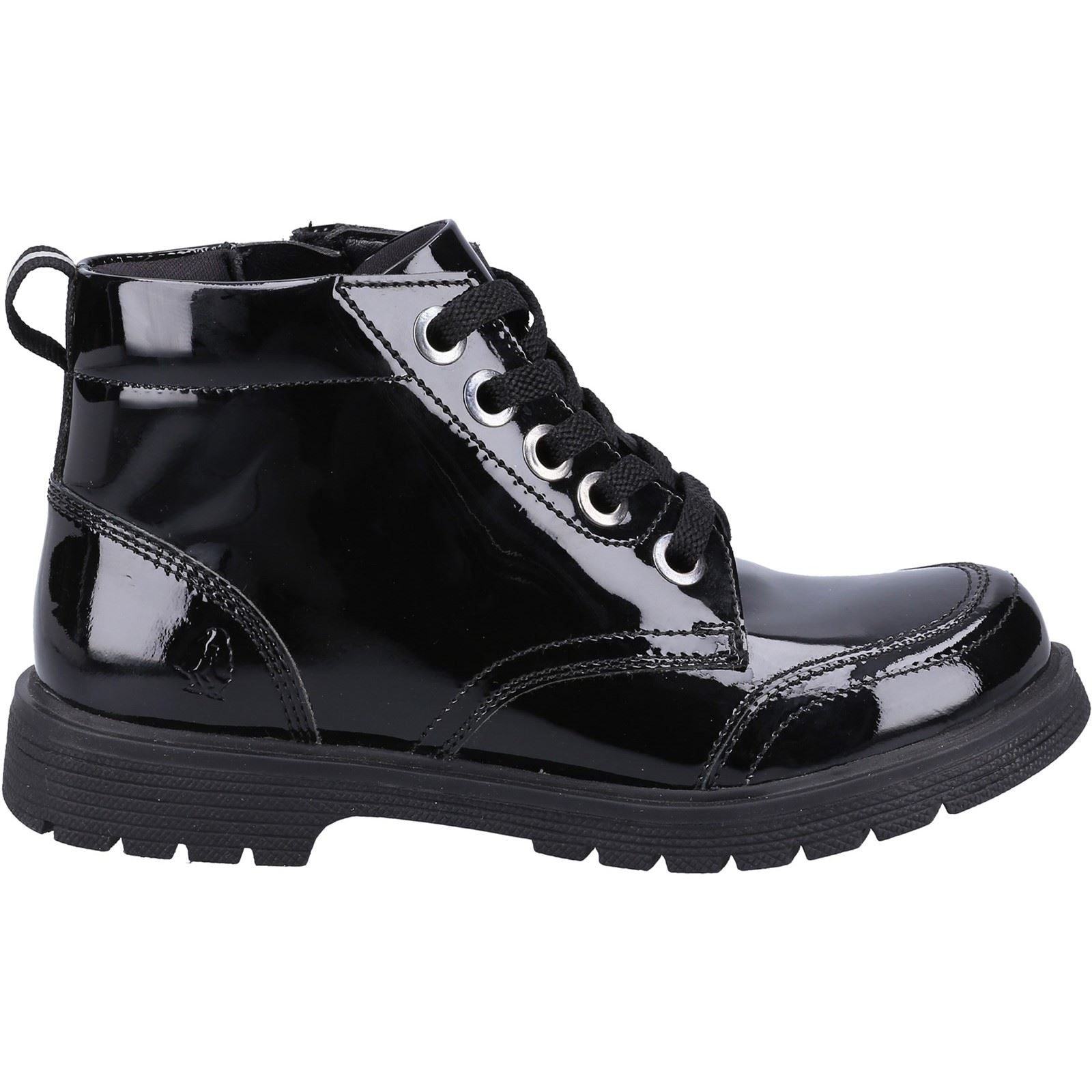 Hush Puppies Jolie Patent JNR Mädchen Schwarze Farbe Lederstiefel