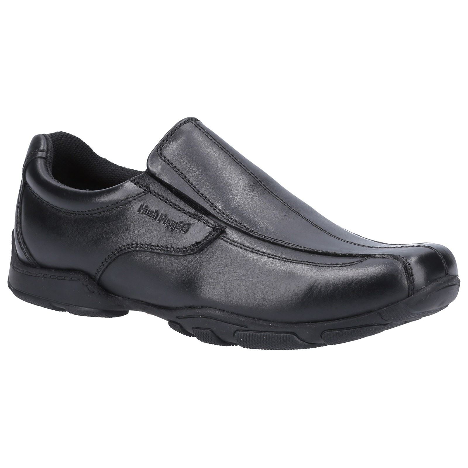 Hush Puppies Elijah Senior Lederslipper In Schwarz Für Jungen