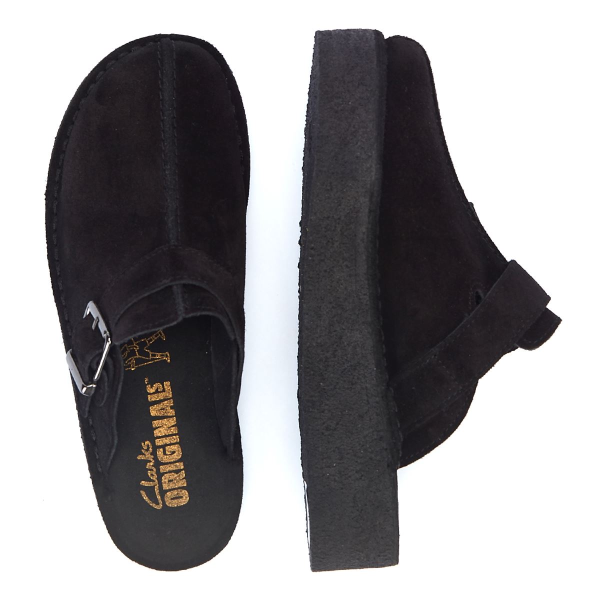 Clarks Originals Wedge Mule Damen Schwarze Farbe Wildleder Clogs