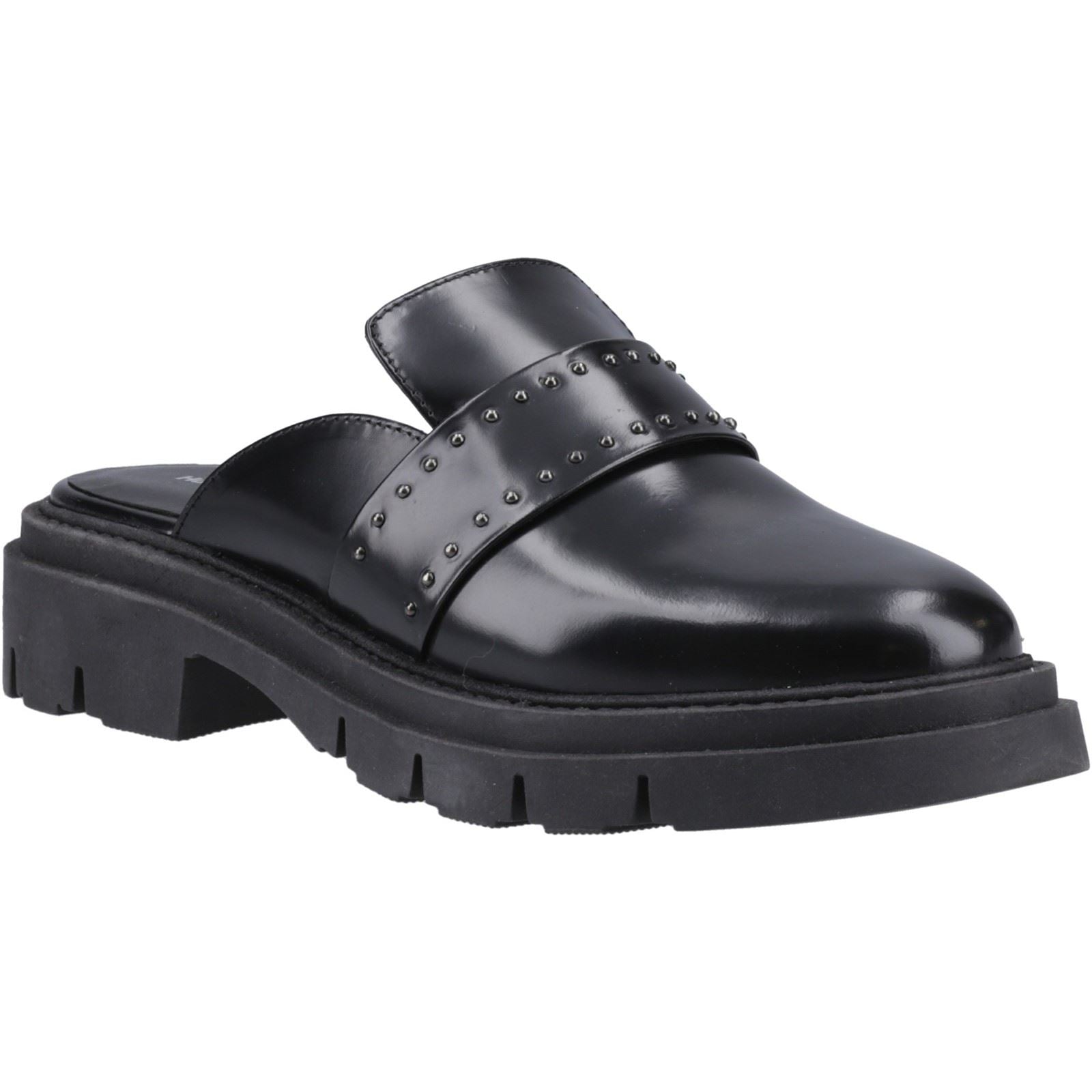 Hush Puppies Nicole Studded Damen Clogs Aus Schwarzem Leder