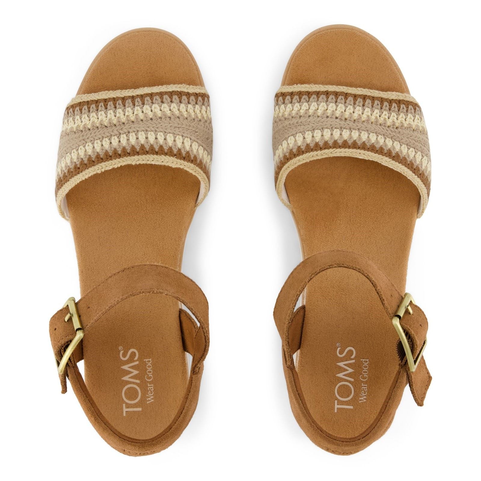 TOMS Diana Wedge Leder Damen Dunkelbeige Sandalen