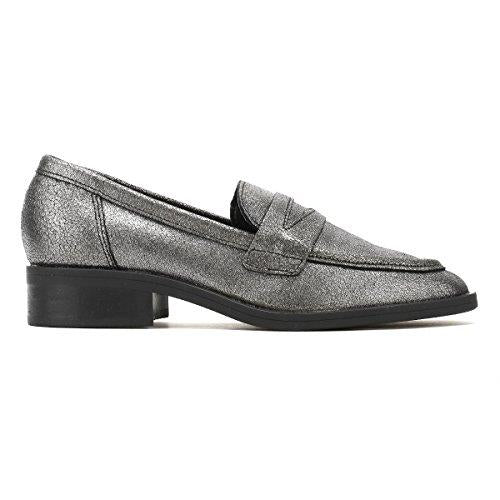 Tower Footwear Pulverized Damen-Silberlederslipper