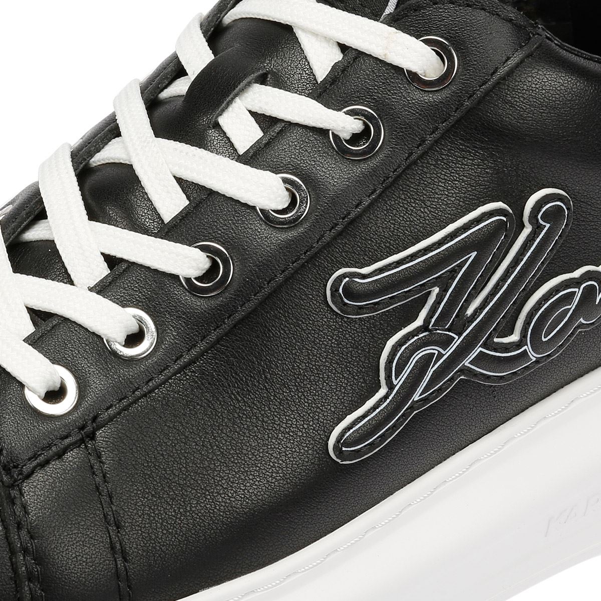 Karl Lagerfeld Kapri Signia Emboss Lo Lace Damen-Sneaker Aus Schwarzem Leder
