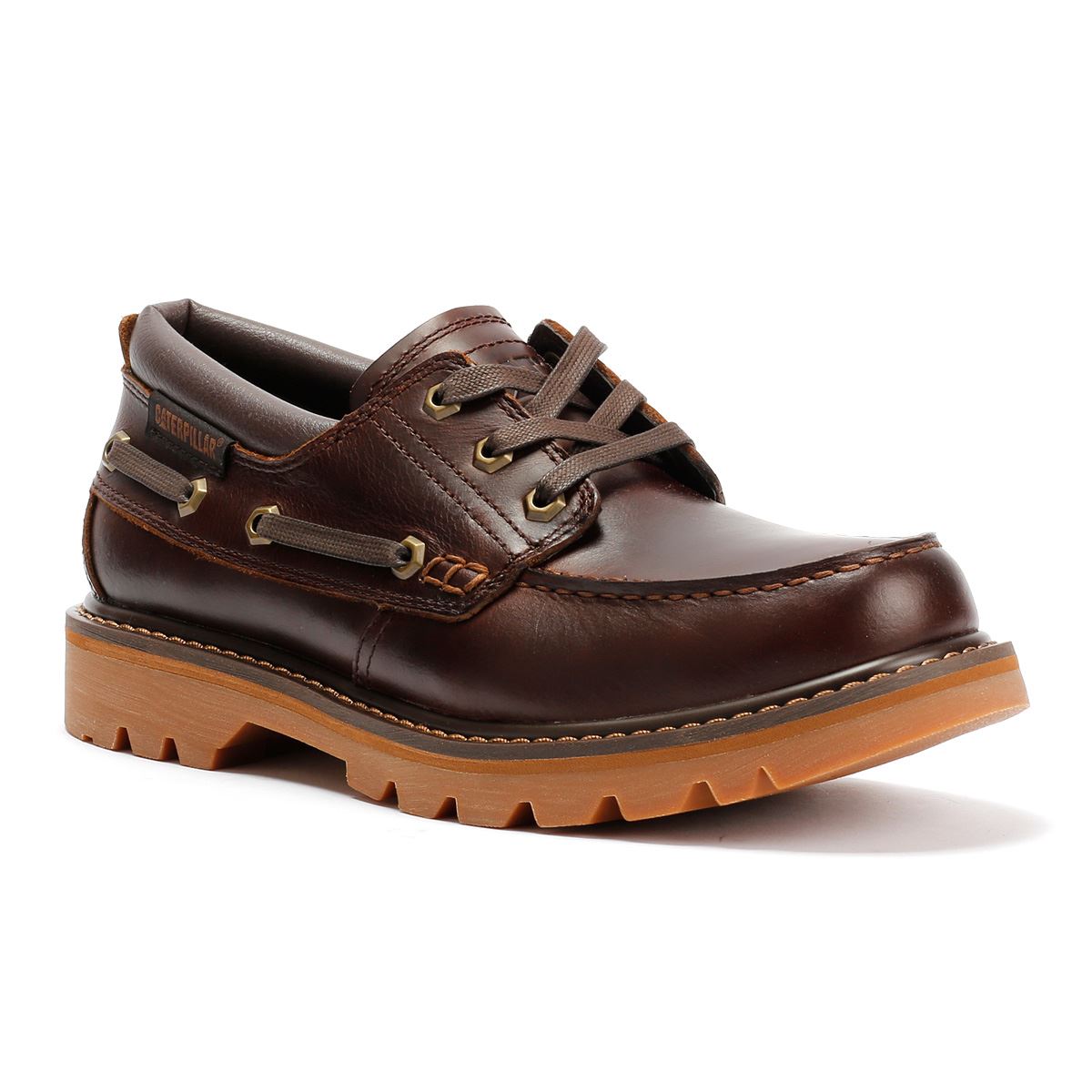 Caterpillar Colorado Boat Lo Herren Leder Braune Schnürschuhe
