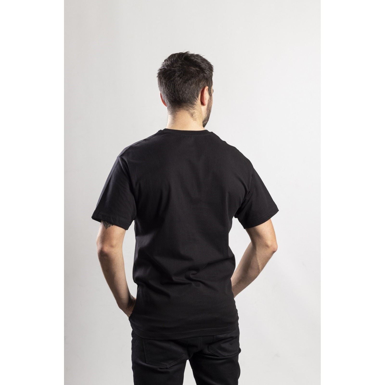 Caterpillar Trademark Logo Baumwoll Männer Schwarze Farbe Kurzarm-T-Shirts