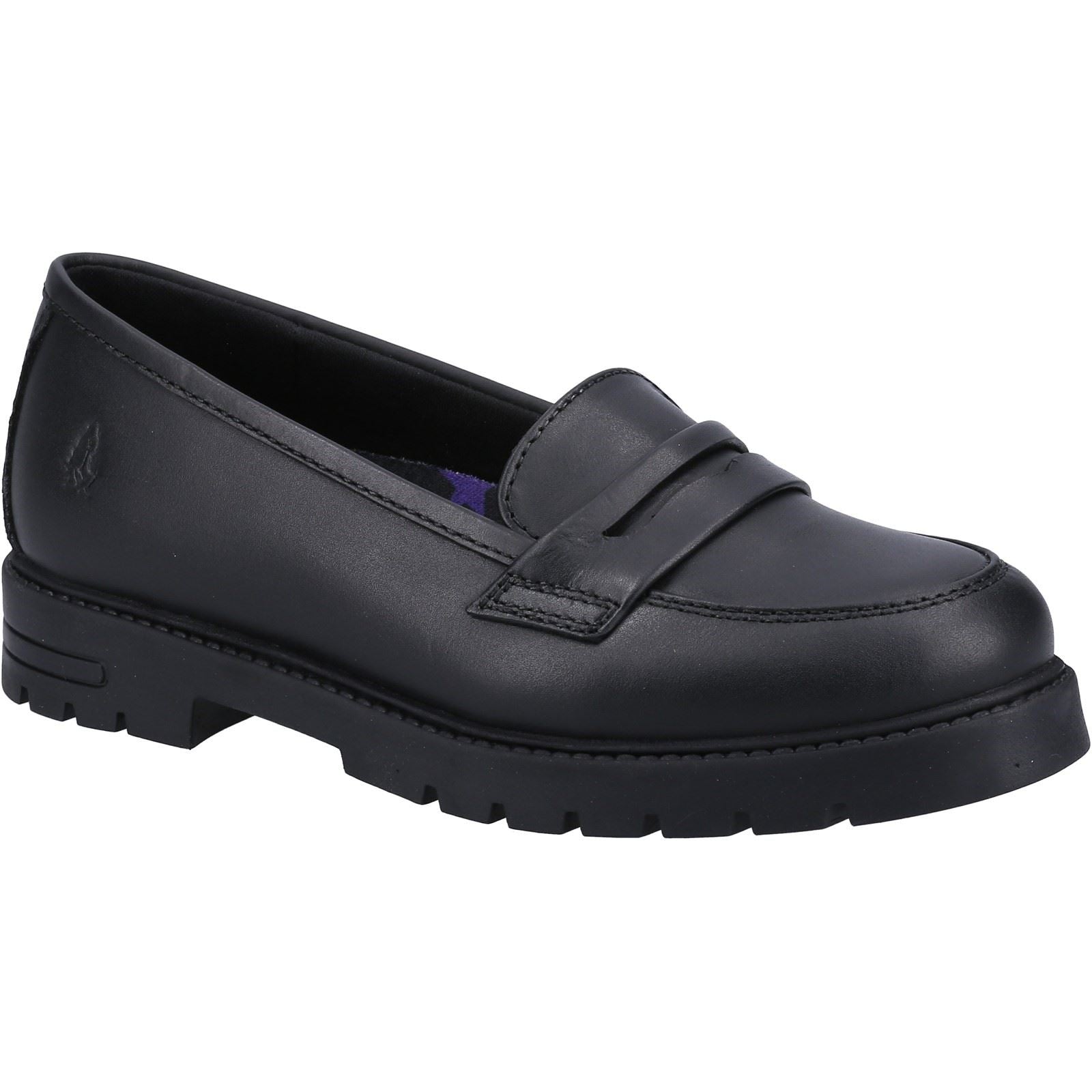 Hush Puppies Hazel Loafer SNR Mädchenschwarze Slipper Aus Leder