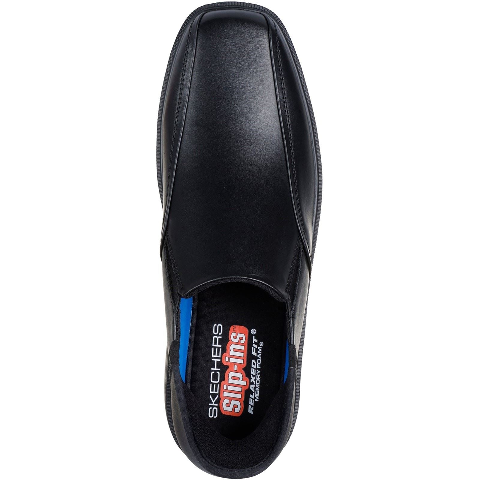 Skechers Caswell Frantone Leder Herren Schwarz Slipper Schuhe