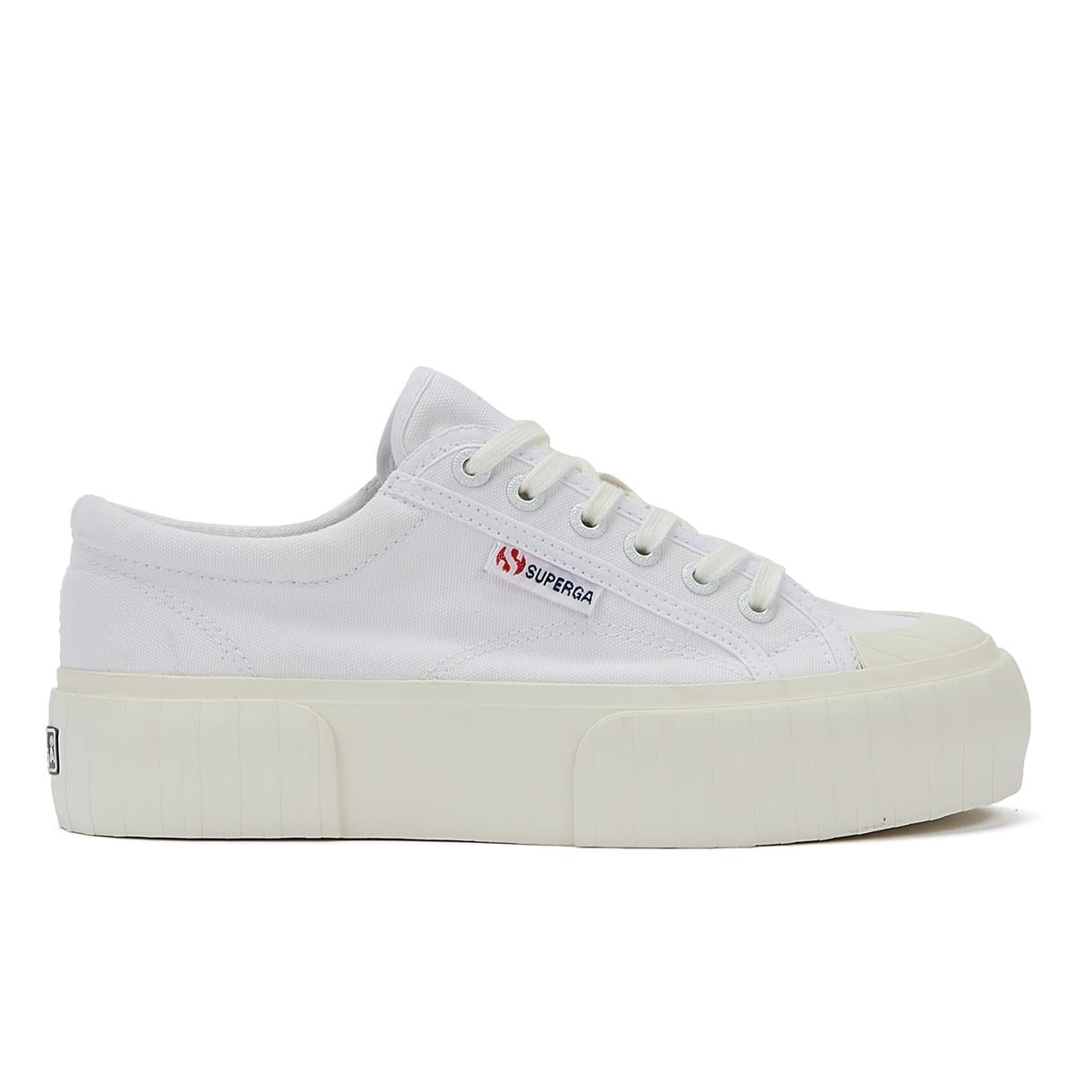 Superga 2631 Streifen-Plateau-Sneaker Für Damen In Weiß