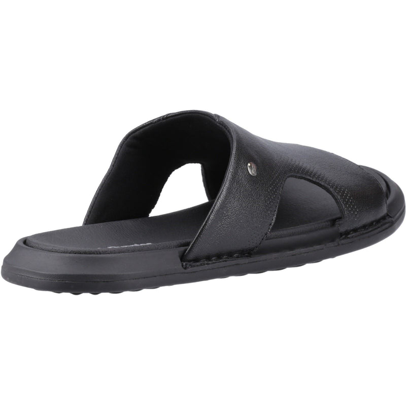 Hush Puppies Callum Slide Herren Sandalen Aus Schwarzem Leder