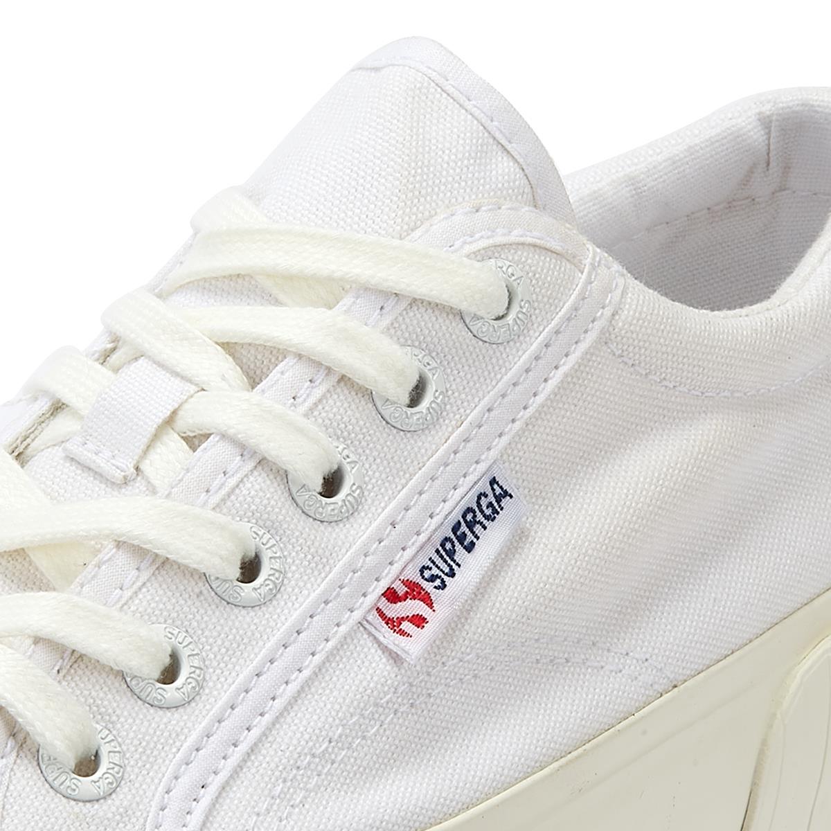 Superga 2631 Streifen-Plateau-Sneaker Für Damen In Weiß
