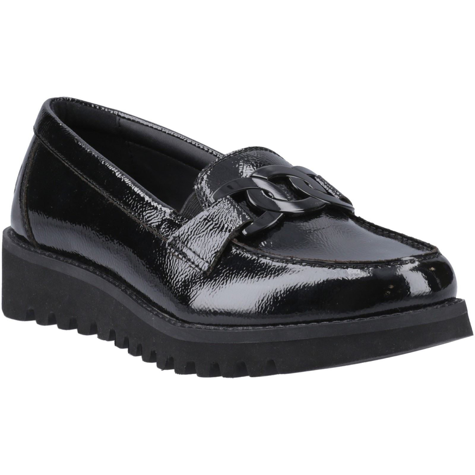 Hush Puppies Francis Loafer Patent Mädchenschwarze Slipper Aus Leder