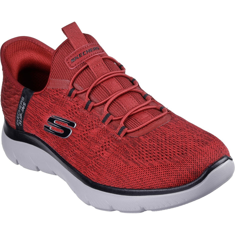 Skechers Summits Key Pace Textile Herren Sneaker In Rot/Schwarz