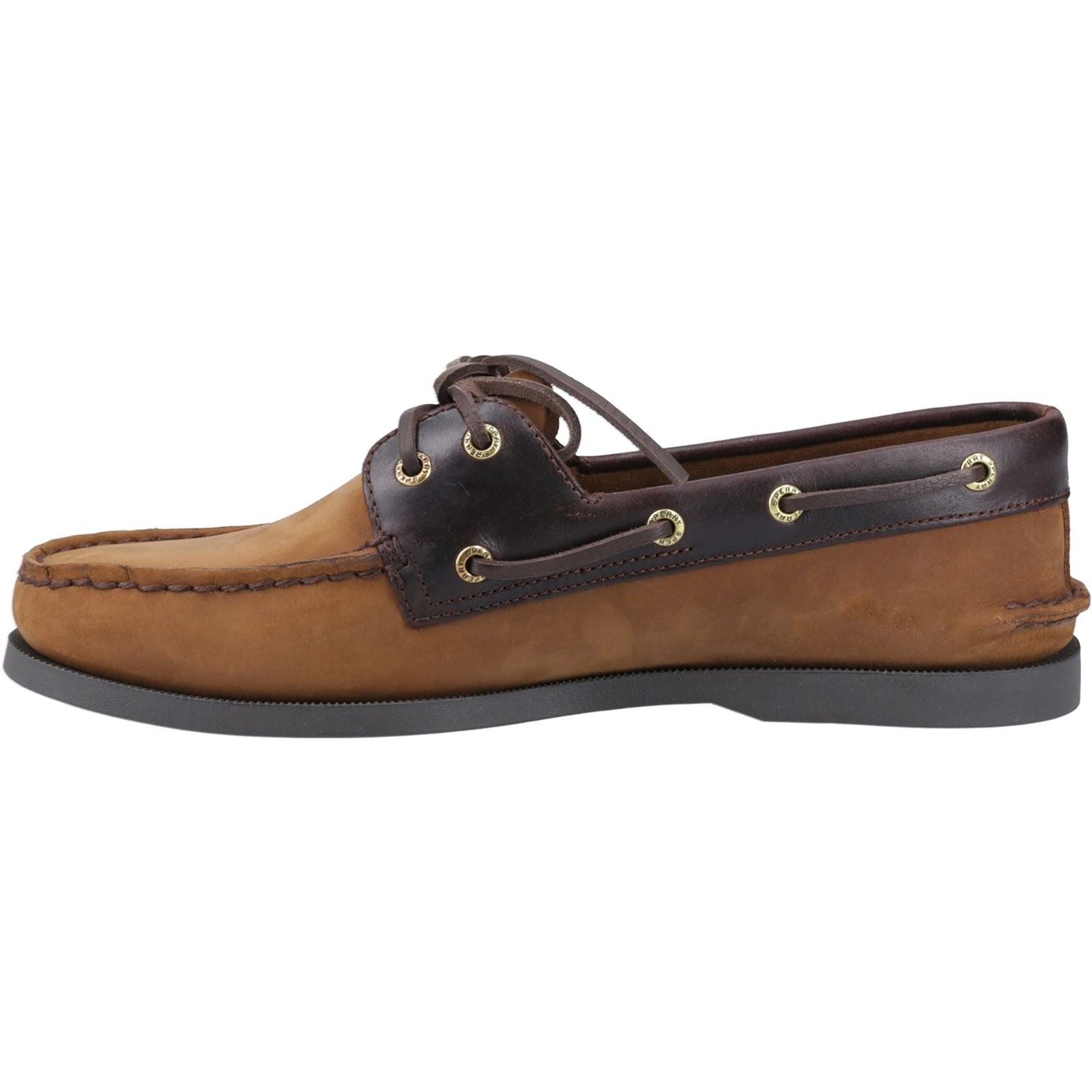 Sperry Authentic 2 Eye Herren Bootsschuhe Aus Braunem Leder Kombimaterial