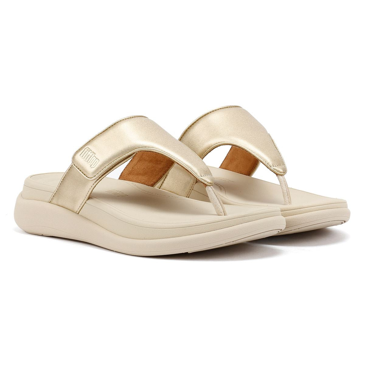 FitFlop F-Mode Go Adjustable Flatform Damen Gold Sandalen
