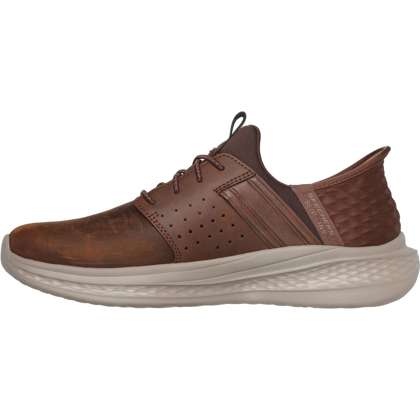 Skechers Slade Zachary Textil Herren Dunkelbraune Weitgeschnittene Schnürschuhe
