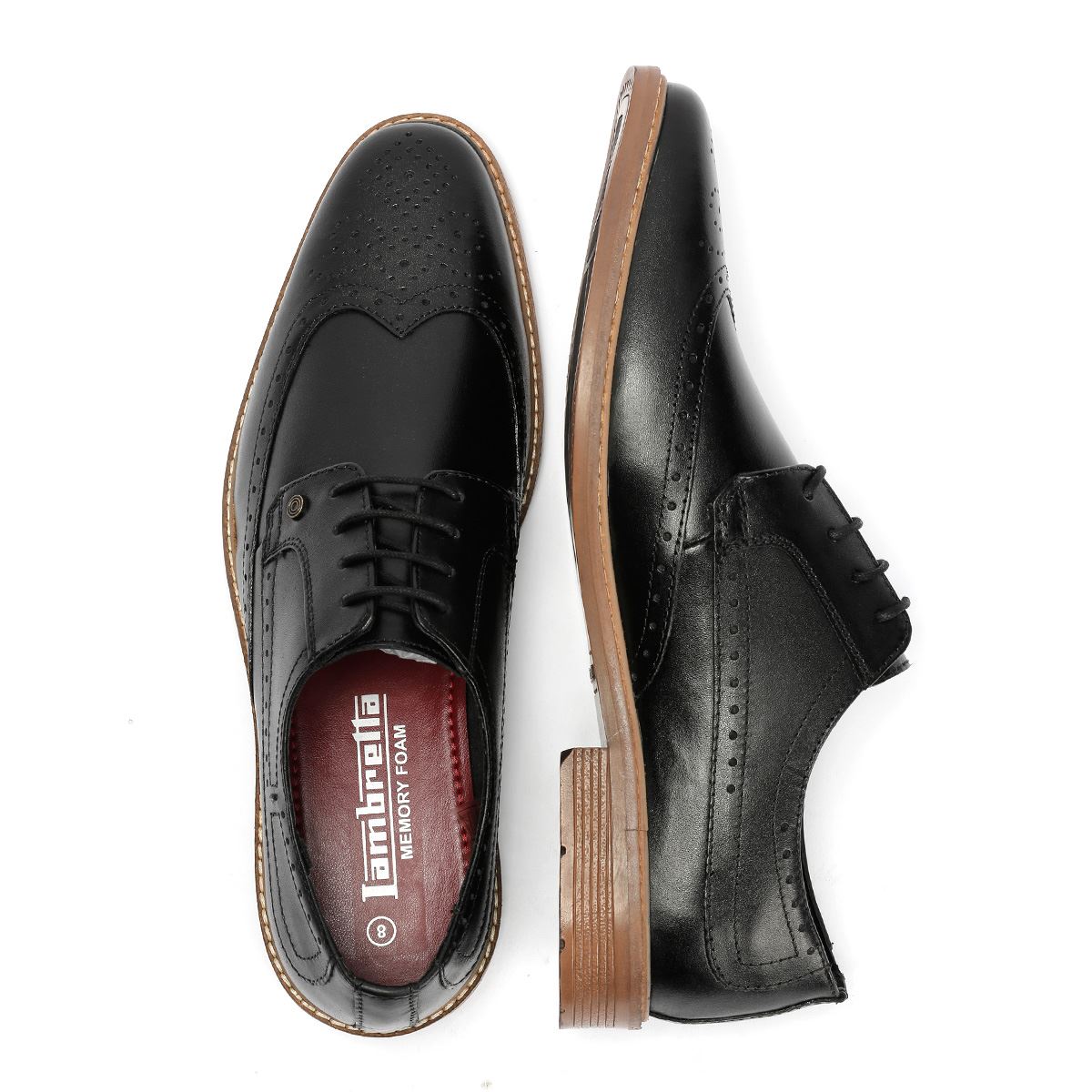 Lambretta Stockton Leder Herren Schwarz Schnürschuhe