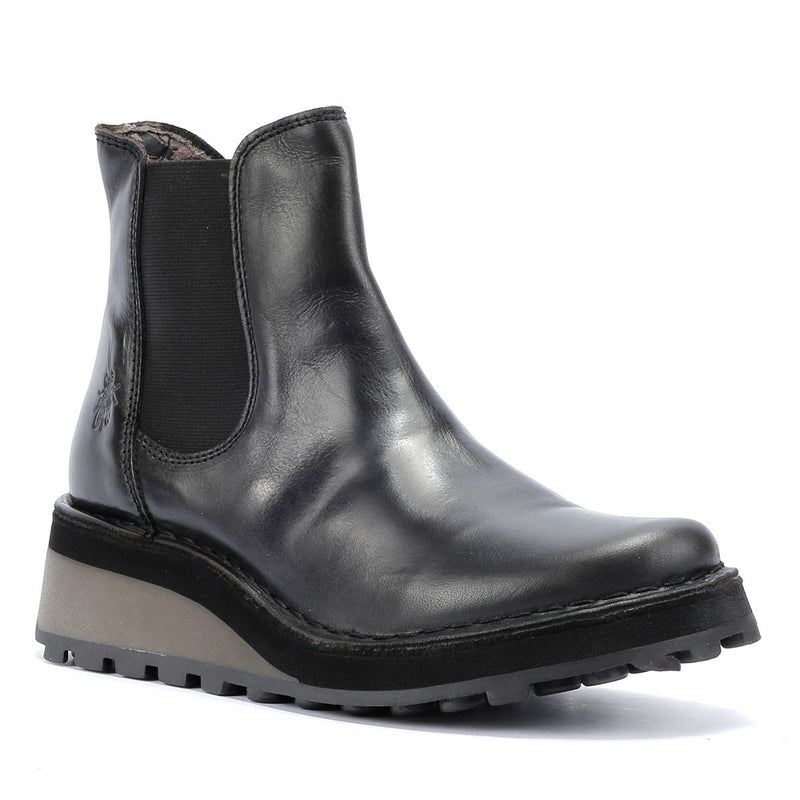 Fly London Huud Leder Damen Schwarze Farbe Stiefel