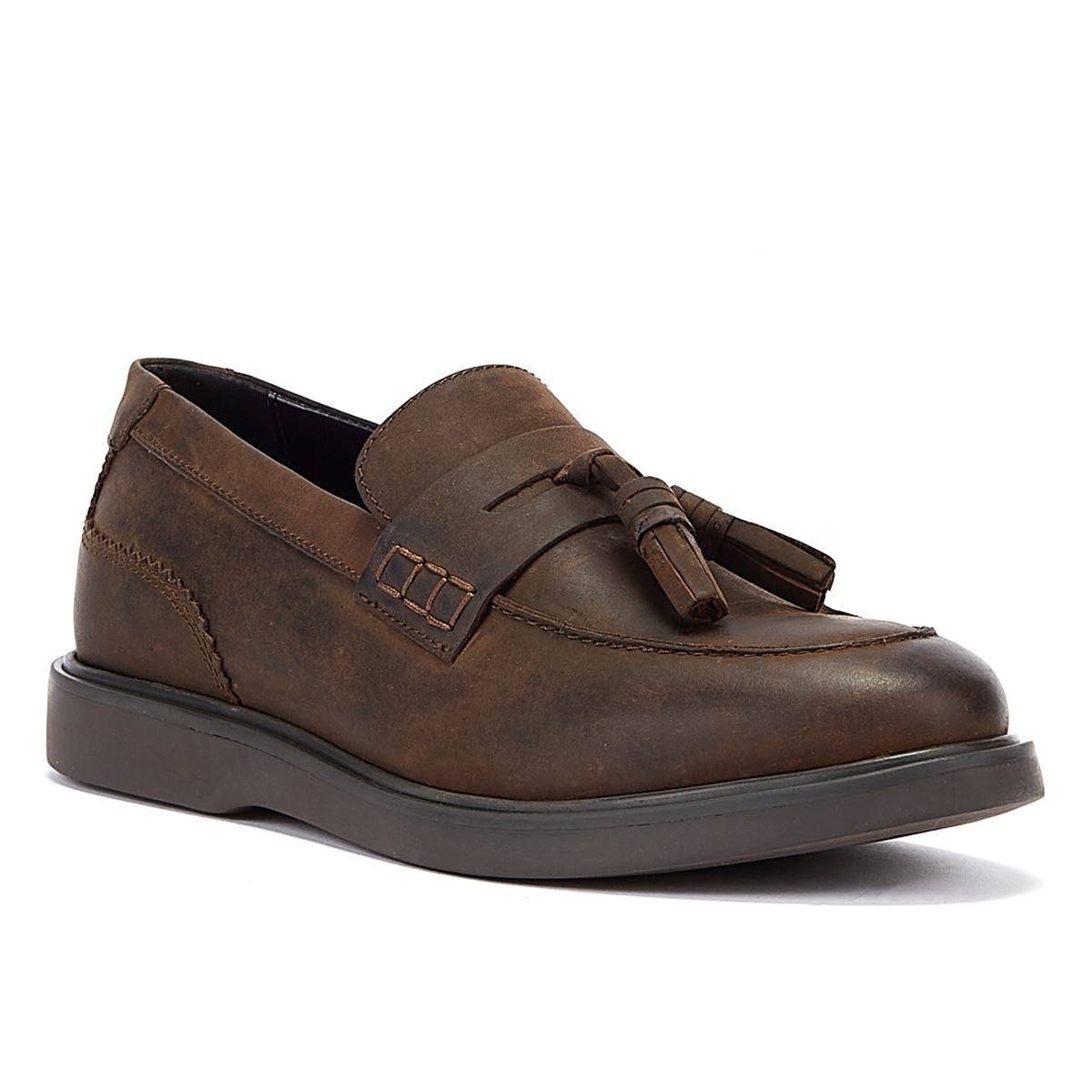 Hudson Cato Loafer Verrücktes Leder Herren Braune Slipper