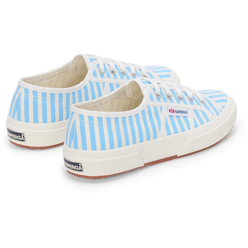 Superga 2750 Stripes Print Baumwoll Damensneaker In Off White/Azure