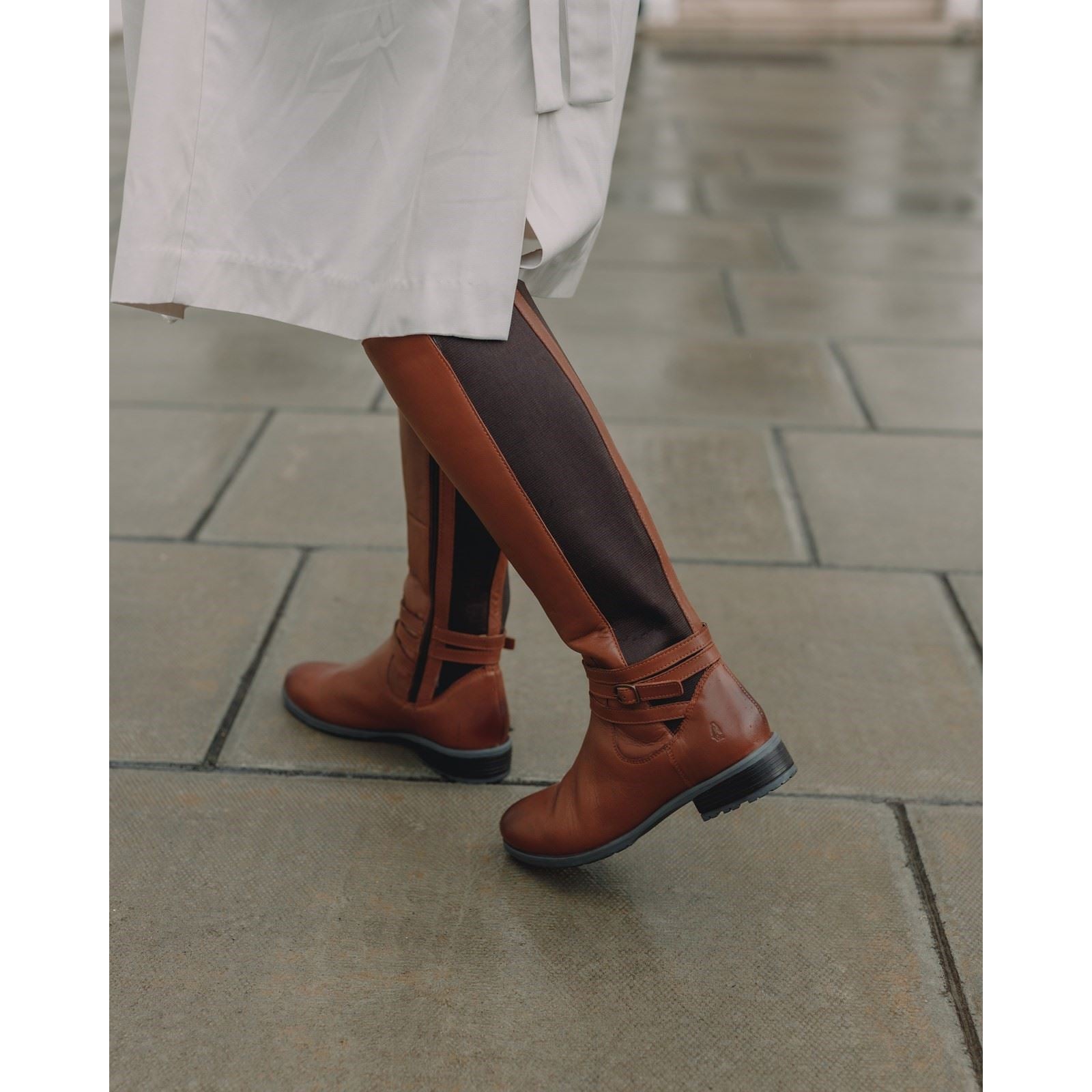 Hush Puppies Vanessa Damen Kniehohe Stiefel aus Braunem Leder mit Absatz