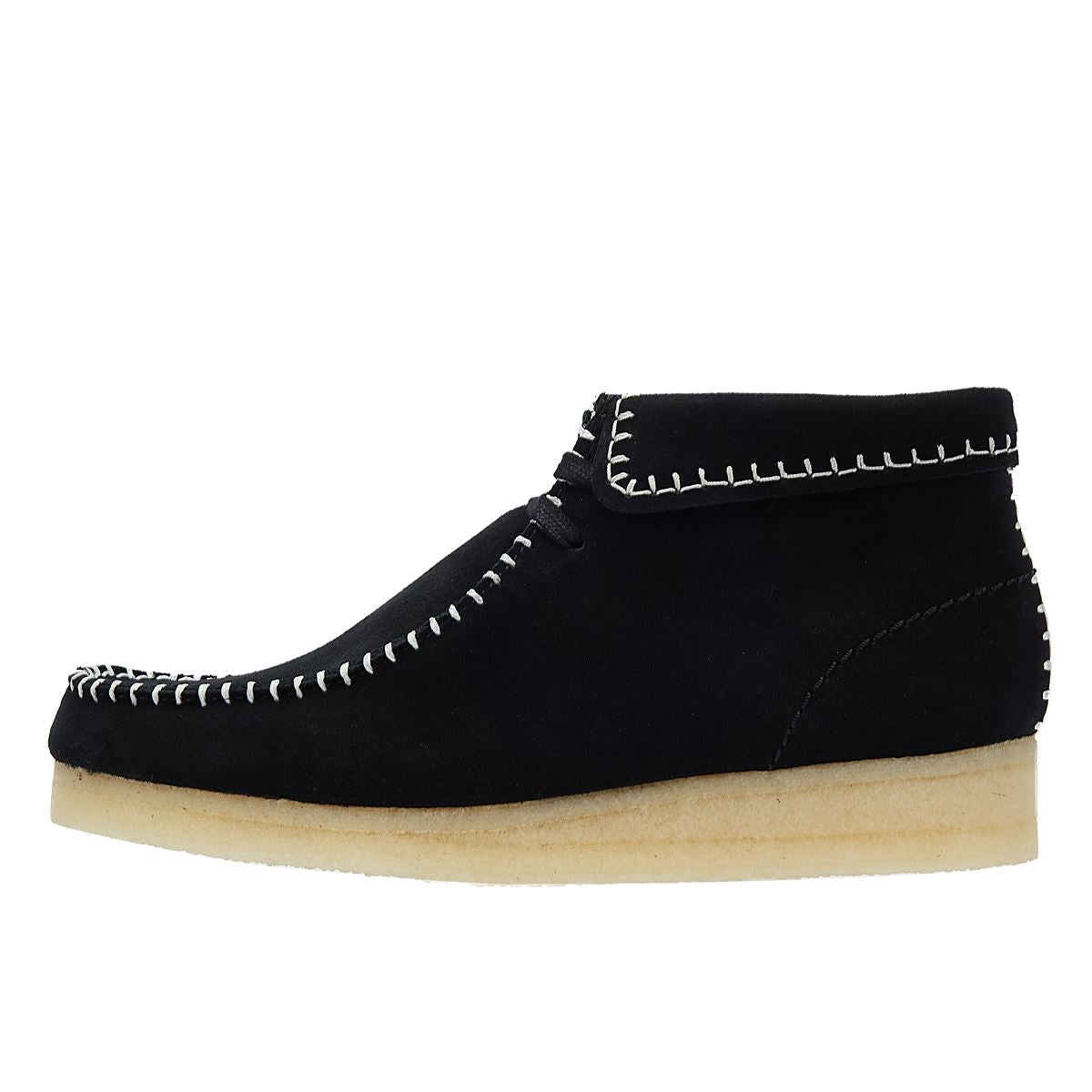 Clarks Originals Wallabee Stitch Wildleder-Damenschuhe In Schwarz Übersetzen.