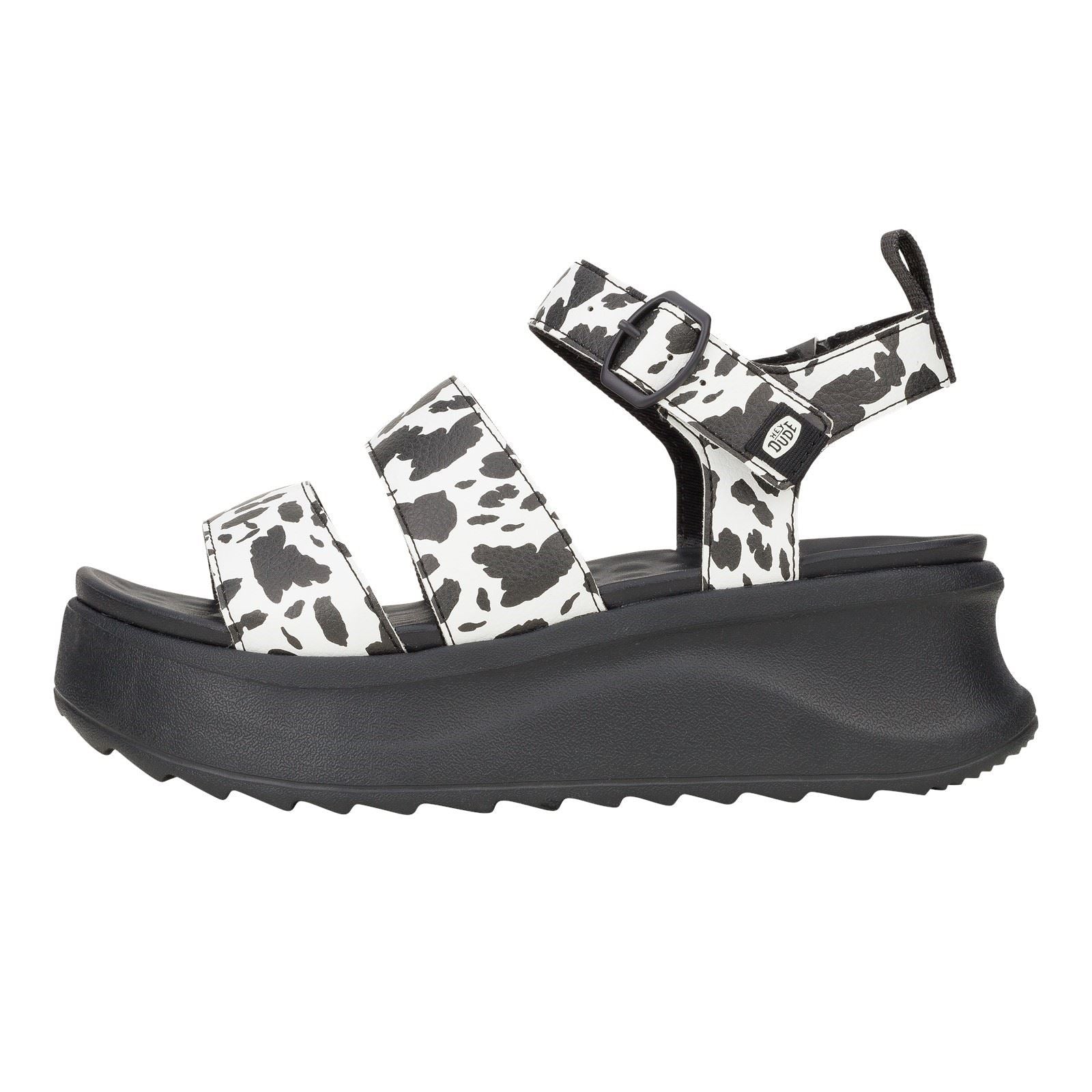 HEYDUDE Delray Buckle Animal Damen Sandalen Aus Synthetik In Schwarz/Weiß