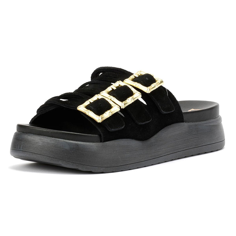 Desert Fleur Gypsum  Damen Sandalen Aus Schwarzem Wildleder