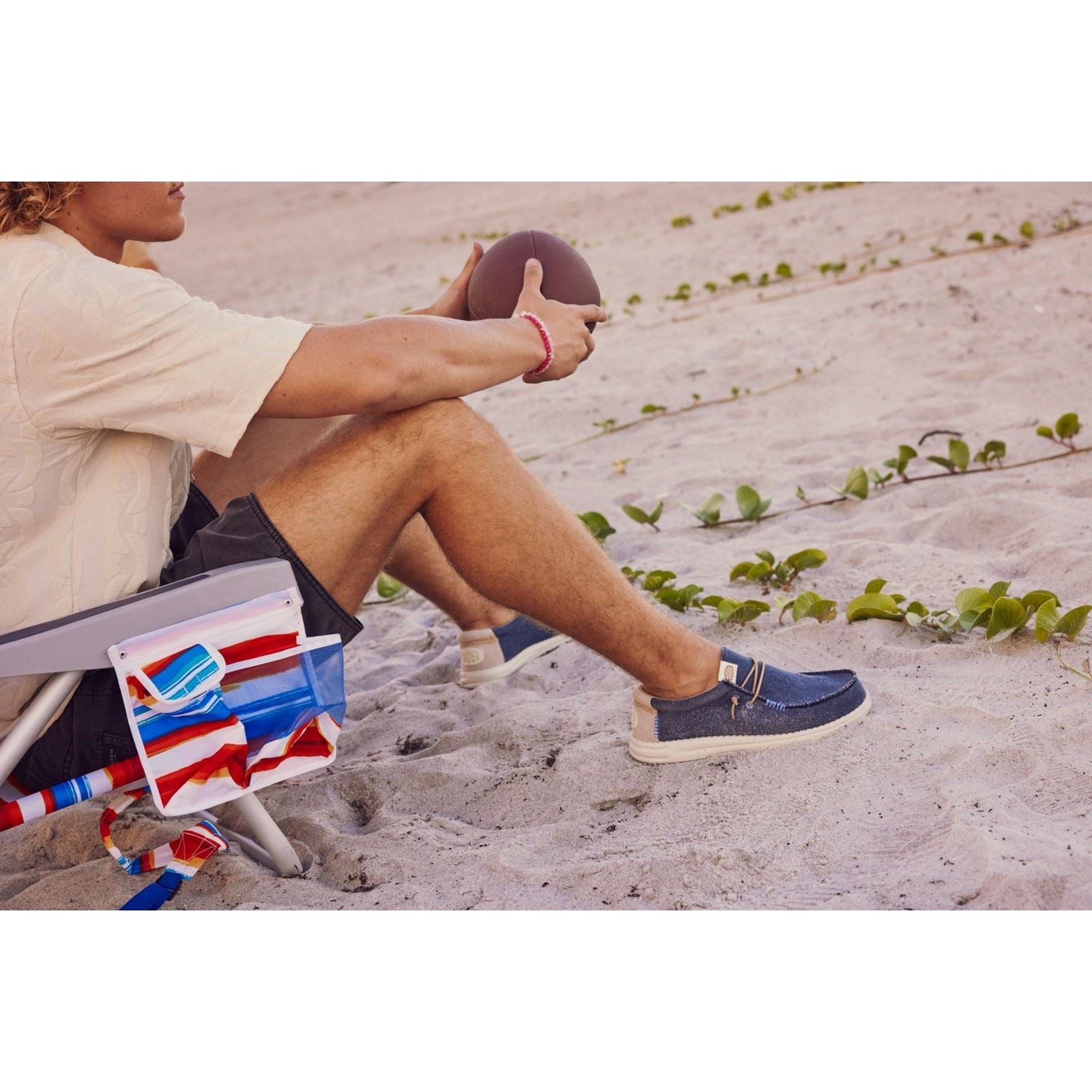 HEYDUDE Wally Coastline Stoff Herren Dunkleblaue Bootsschuhe