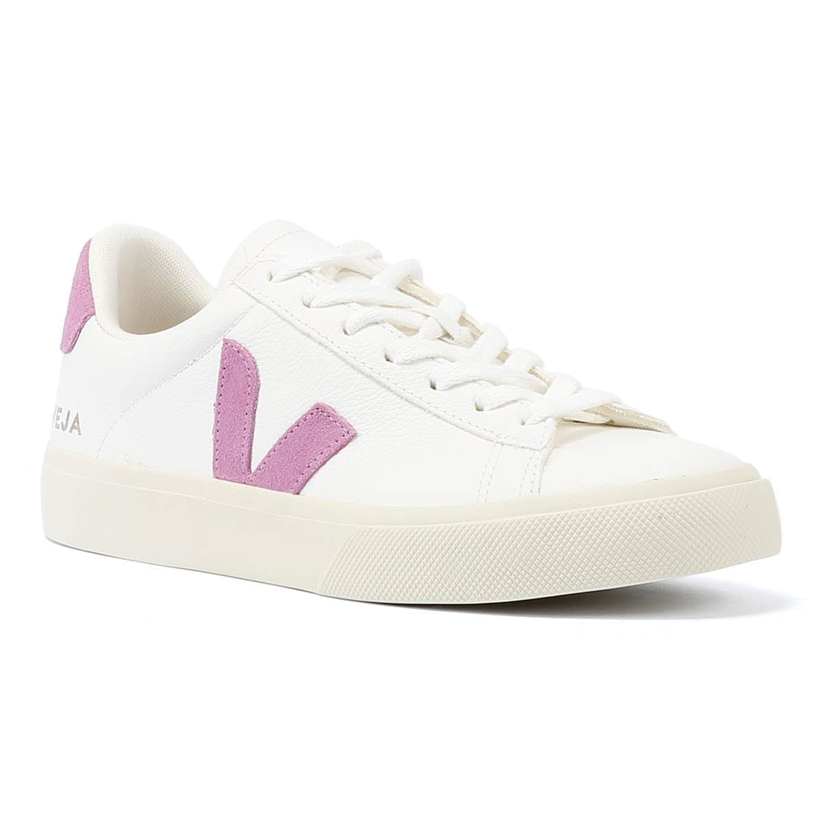 Veja Campo Leder Damen Turnschuhe In Weiß/Maulbeere